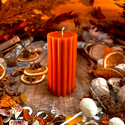 Ribbed Pumpkin Harvest Pillar Candle (3.75in)