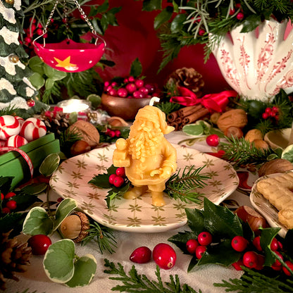 Artisan Adorned Santa Beeswax Candle