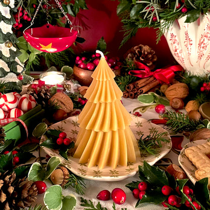 Twirling Tinsel Tree Beeswax Candle