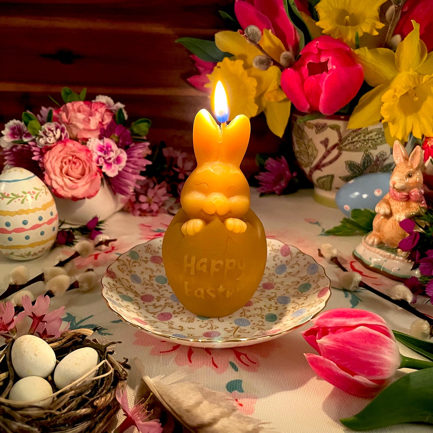 Bunny Egg-scape Beeswax Candle