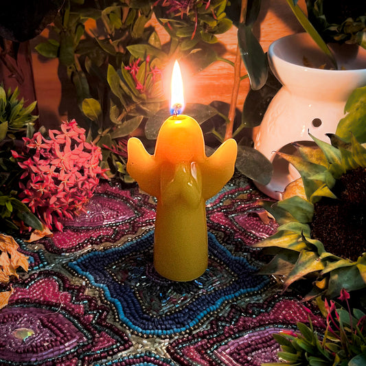 Prayerful Guardian Golden Beeswax Candle