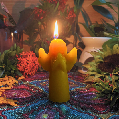 Prayerful Guardian Golden Beeswax Candle