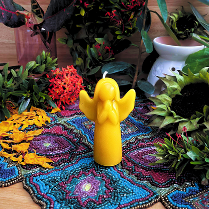 Prayerful Guardian Golden Beeswax Candle